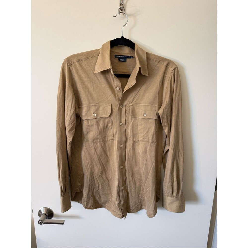 Ralph Lauren Sport Tan Pima Cotton Button-Up Collared Shirt